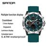 SANDA 3D Multifunction Sports Watch – 3 Time Zones, Waterproof, Student Wristwatch