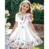 Mädchen 3D-Druckkleider Kinder Mädchen Party Kurzarm Prinzessinnenkleid Tanktop 3D Blumenaufdruck Kleid