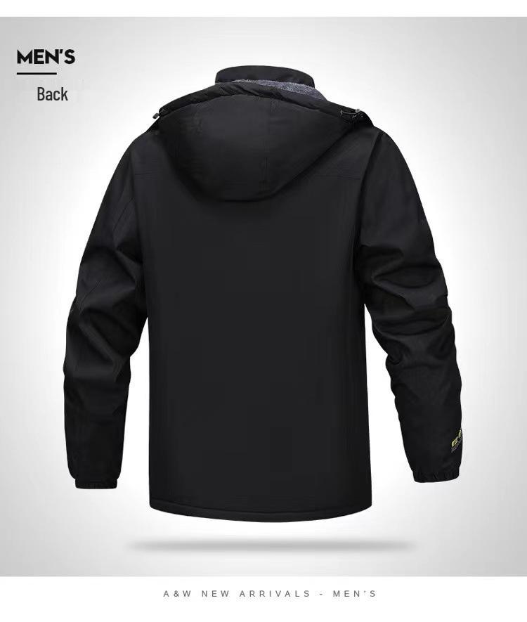 Men's Plus Size Quilted Windbreaker Hooded Jacket - 2026 Autumn/Winter Velvet Thickened Outdoor Style.