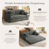 2-Sitzer Schlafsofa, Cord, Hohe Rückenlehne, Metallrahmen, Schaumstoff mit hoher Dichte, 2 Getränkehalter, 4 Seitentaschen, für Wohnzimmer und kleine Räume, Dunkelgrau