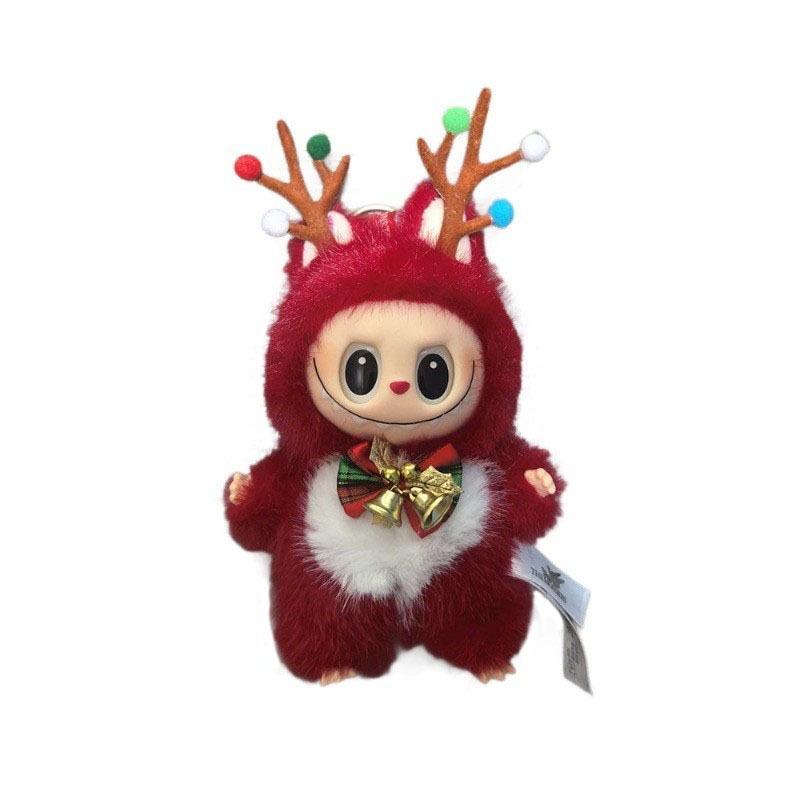 Christmas Moose Rubber Doll &:plush Toy Set - Cute Mini Keychain for Bags, Backpacks, Keys, Perfect Holiday Decoration & Festive Gift for Kids Adults