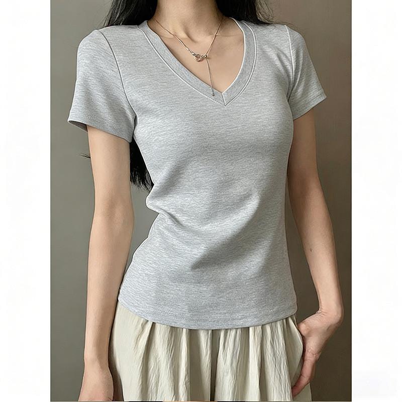Summer New Slim Fit U Neck T Shirt For Women Casual Daily Wear With Soft Rayon Fabric