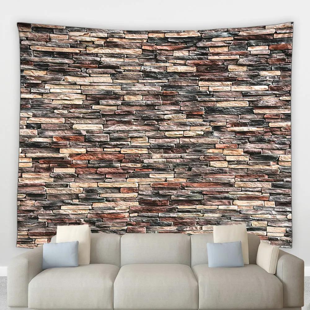 Retro Old Red Brick Wall Tapestry Country Town Street Art Hippie Background Wall Hanging Home Decor Living Room Bedroom Curtain