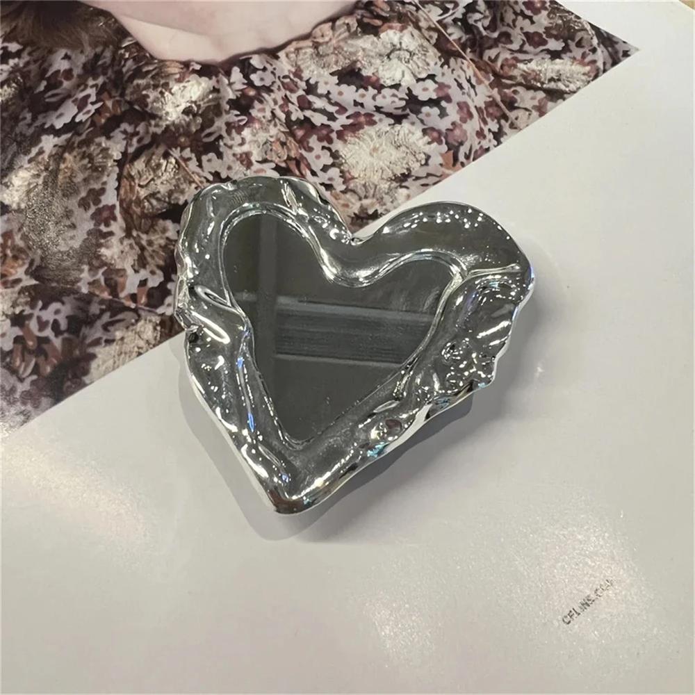 3D Silver Planet Love Heart Mirror Metal Bracket Phone Grip Tok Holder For iPhone Accessories Finger Ring Stand Gift