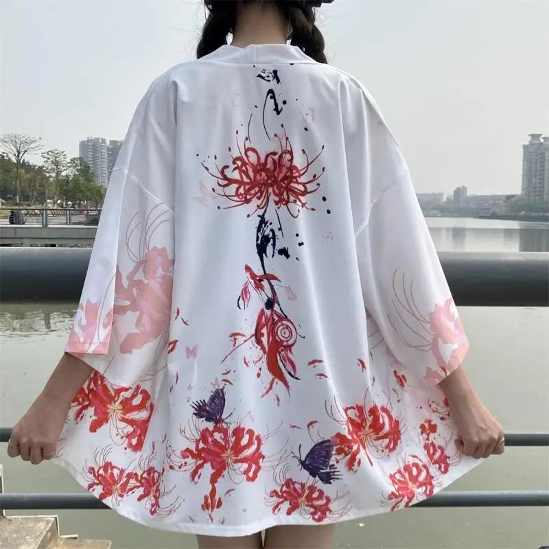 Unisex Kimono 3d Vintage Crane Print Top Fashion Casual Cardigan Yukata Clothing Japanese Streetwear Traditional Clothing