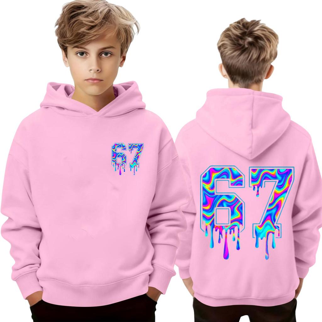 Kinder Langarm Lockerer Pullover Buchstabenaufdruck Kordelzug Kapuzen-Sweatshirt