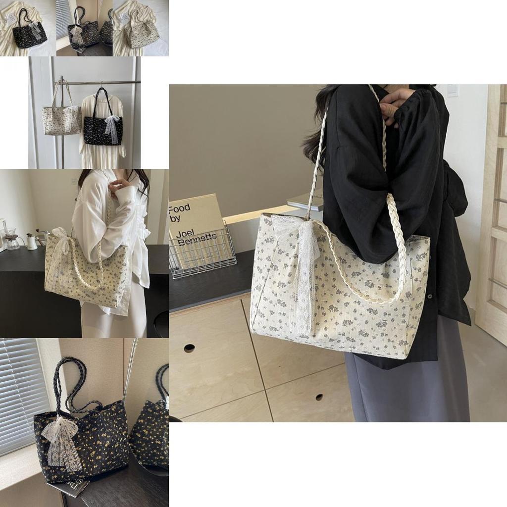 Large Capacity Canvas Floral Tote Bag For Women Stylish Shoulder Bag For Daily Commute