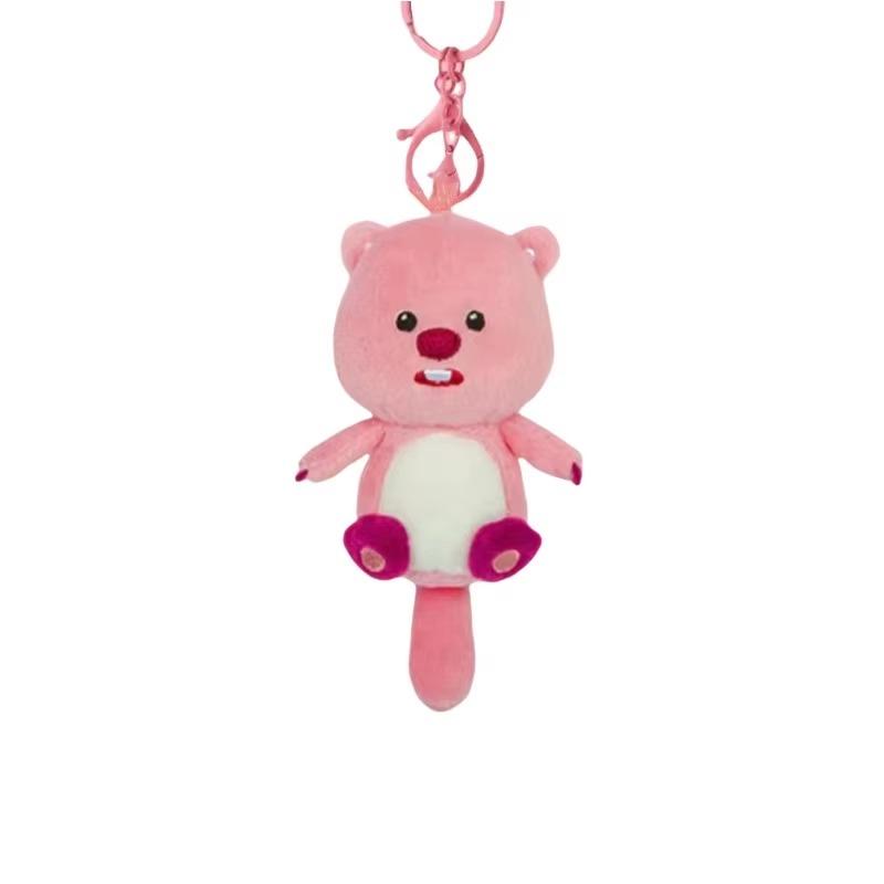 Llavero de muñeca linda de dibujos animados loopy colgante para mochila kawaii linda niña castor corazón regalo para mejores amigos regalo de vacaciones