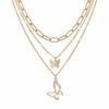 Elegant Three-Layer Butterfly Necklace for Women - High-End Retro Cold Style Hollow Clavicle Chain