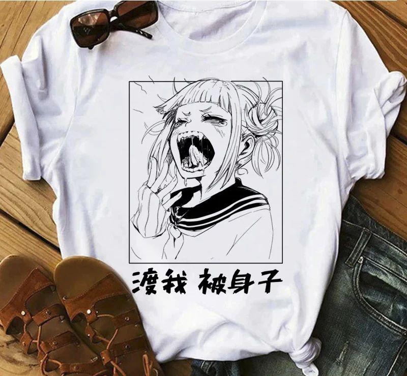 Japanese Anime My Hero Academia Graphic Fun Print T Shirt Fashion Women Retro Cotton T-shirt  Summer Loose Y2K Top T-Shirt