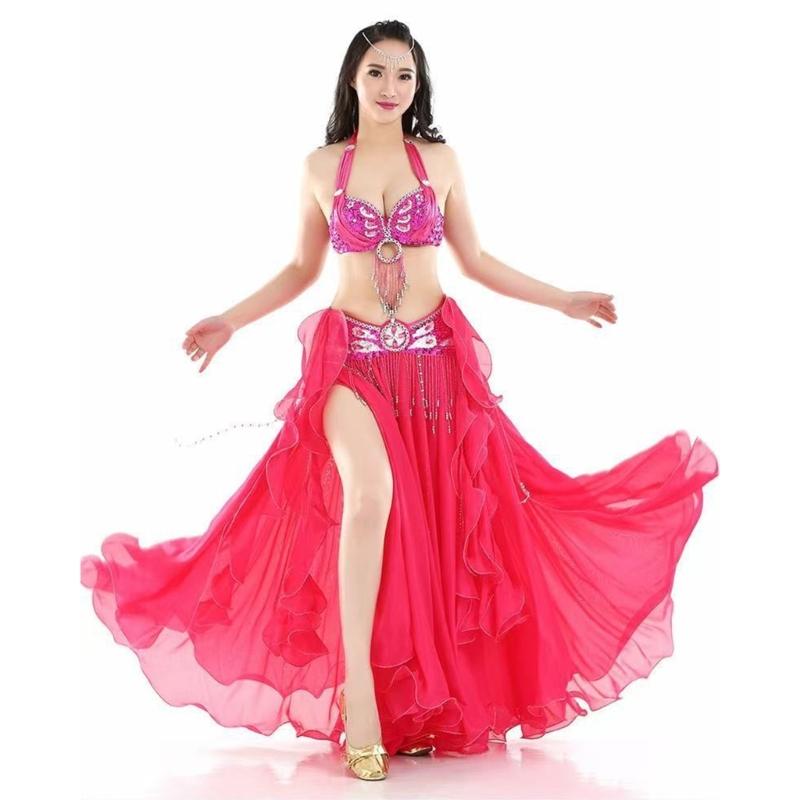 Women Belly Dance Wrap Skirt with Split Design Fashion High Waist Performances Skirt for Dancing Party and Stage Shows