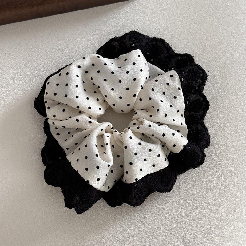 Корейская дорама Полосатая резинка для волос: С кружевной отделкой, осенне-зимний стиль для женщин