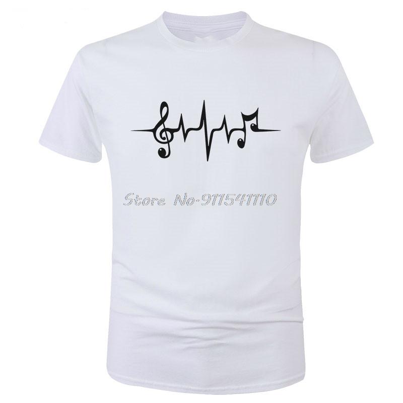 

Музыка Пульс Сердцебиение Ноты Ключ Частота Волна Звук Футболка для Фестиваля Мужская Летняя Мода Топы Крутая Футболка Хлопковая Футболка S