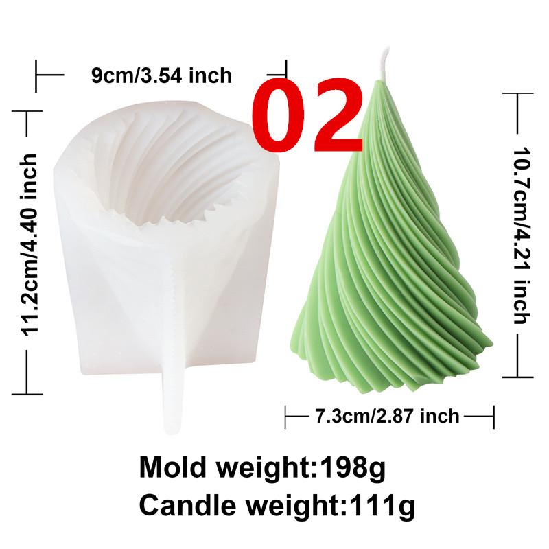 Geometrischer Weihnachtsbaum Silikon Kerzenform Gedrehte Welle Geometrische Form Gips Kerzenherstellung Weihnachten Heimdekoration