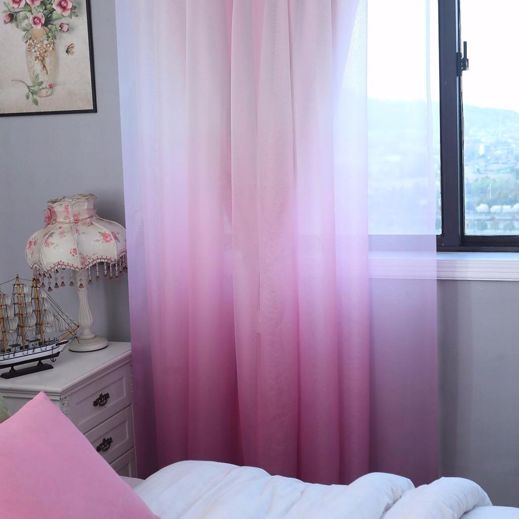 Gradient Tulle Curtains for Living Room Bedroom Kitchen Transparent Sheer Curtain Home Decor Window Drapes European American