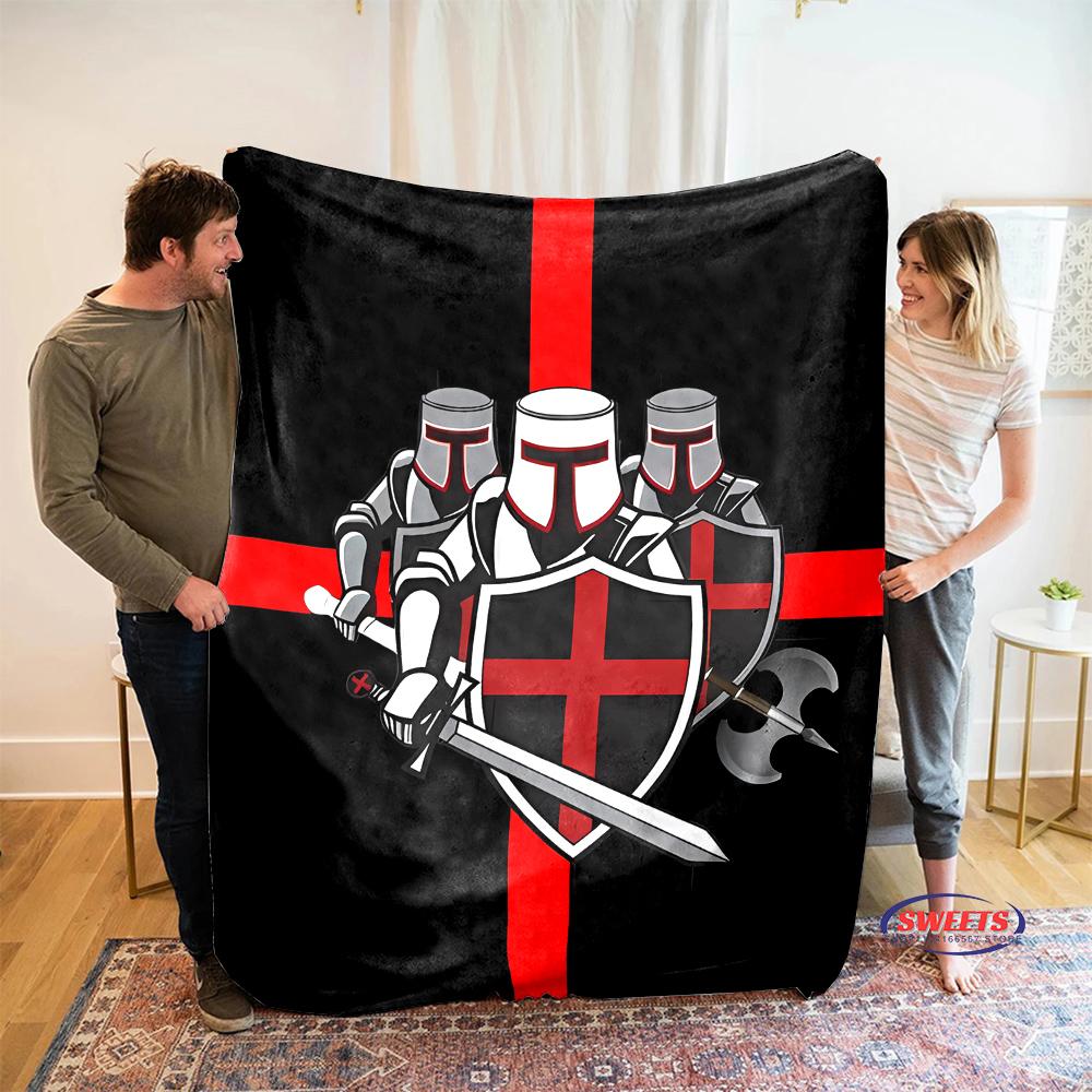Crusade Cross Templar Knight 3D Printed Flannel Blanket for Bed Bedroom Sofa Picnic Throw Blanket for Cover Outdoor Leisure Nap
