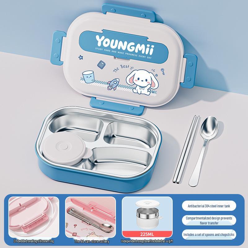 304 Stainless Steel Insulated Bento Box - Student Lunchbox with Food Compartments