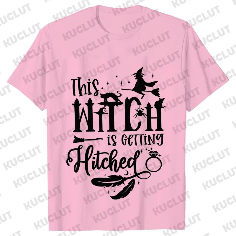 Team Bride Y2k Tops Bridal Shower Wedding Shirt This Witch Is Getting Hitched Lit T-Shirt Halloween Bachelorette Party EVJF Tees