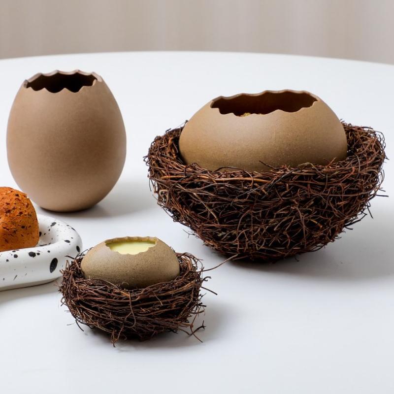 Miska na dezert z ptačího hnízda Keramické misky barvy vaječné skořápky Servírovací talíř Večeřní talíře Nádoba na suchý led Polévková mísa Talíř na ovoce Květináč Váza