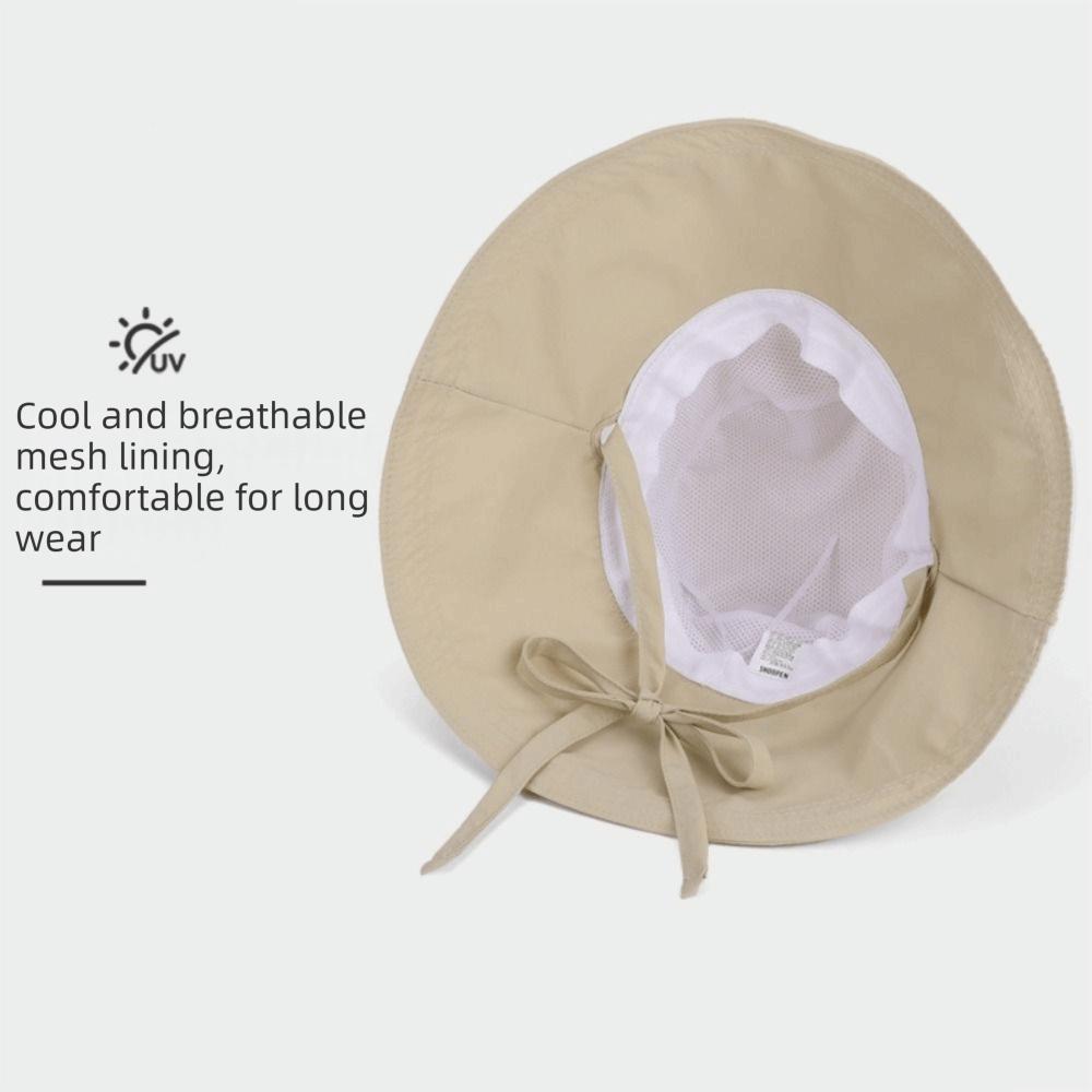 Solid Color Women Fisherman Hat Ribbon Sunshade Hat Casual Sunscreen Visor Cap  Ladies