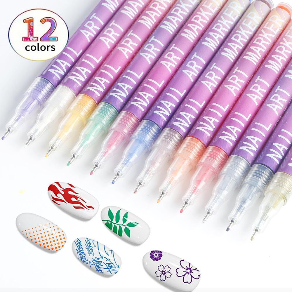 

12 color 0.5mm nail art brushes, quick-drying acrylic paint nail art brushes, nail art dotting and graffiti decoration tools 12 nail art pens