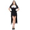 Halloween Adult Nun Dress Set with Headscarf, Retro Nun Cosplay Costume, Makeup, Dance Party, Stage Performance Costume
