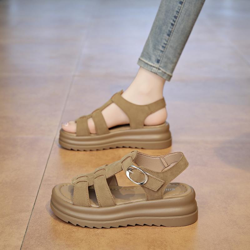 Damskie Sandały Rzymskie na Grubej Podeszwie Platformie Casual Dziewczęce Zwiększające Wysokość Letnie Buty z Odkrytymi Palcami Plus Size