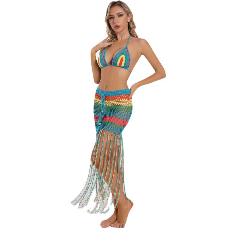 Handmade Crochet Long Dress Bikini Set Swimsuit