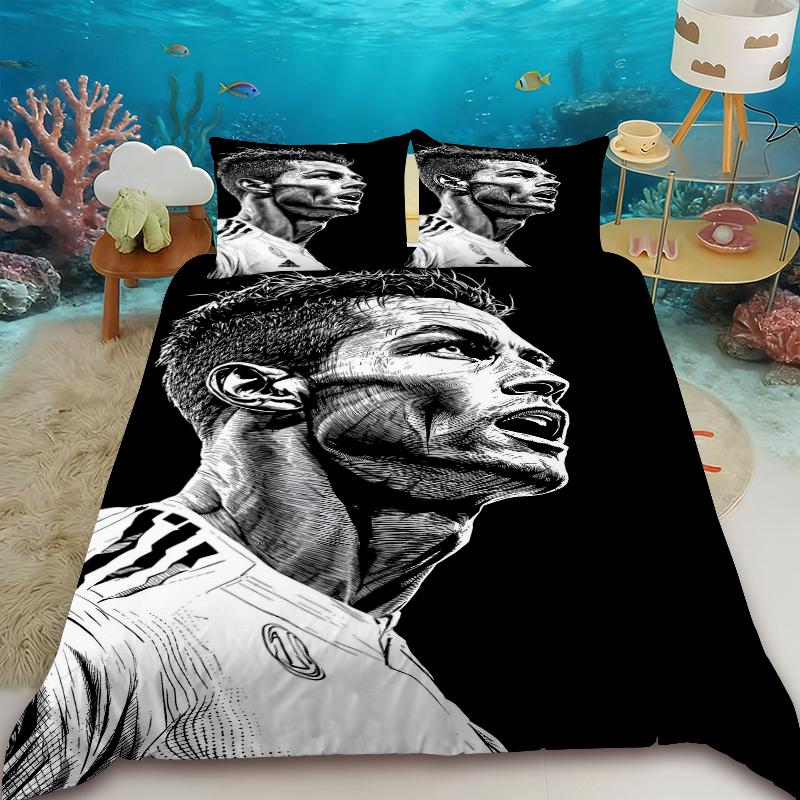 Poszewka na kołdrę Modna Gwiazda Piłki Nożnej R-Ronaldo Nadruk Pościel Poszewka na kołdrę Kołdra Łóżko Młodzież Dzieci Dziewczynka Chłopcy Prezent Urodzinowy