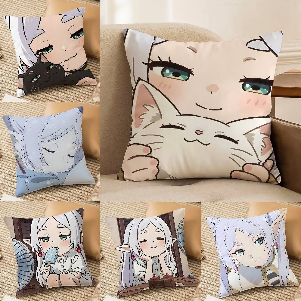 AnimeFrieren Pillow Case Anti-dustmite Invisible Zipper Sofa Bed