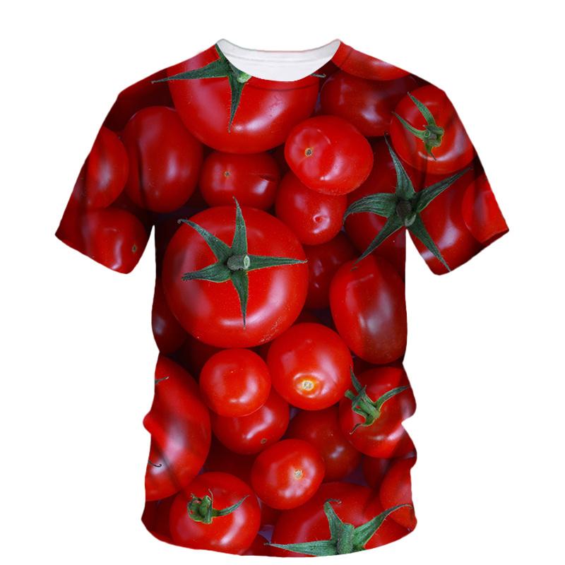 3D Printed Creative Tomato T Shirt For Women Vegetable Art Pattern Tees Summer Loose Round Neck Tops Short Sleeves Women T-Shirts