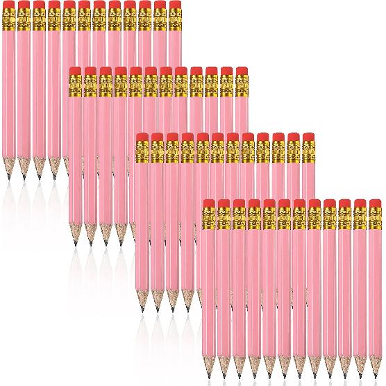 Zonon 48 Pieces Golf Pencils Mini Half Pencils with Eraser Short with Erasers Bulk Small for Kids HB Wedding Bridal School Office Writing Drawing