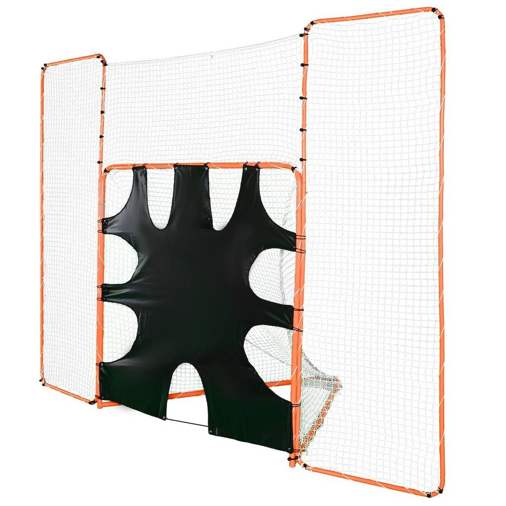 3-IN-1 Lacrosse Goal with Backstop and Target, 12' X 9' Lacrosse Net, Steel Frame Backyard Lacrosse Rebounder Equipment, Quick & Easy Setup Training