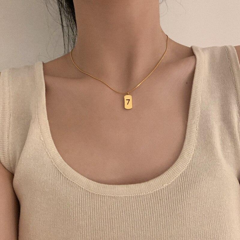 Lucky Number 7 Clavicle Chain Necklace 