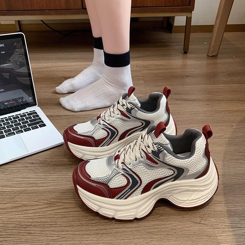 Platform Dad Shoes 2025 Early Autumn Casual Women's Shoes Super Soft Explosion Heightening Sports Shoes Mountaineering Non-slip and Wear-resistant