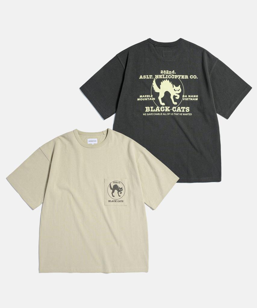 ESPIONAGE Black Cats Heavyweight Pocket Tee Sand