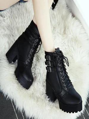 Shoetopia Womens Chunky Heel Short Booties with Non-Slip Sole, Comfortable Trendy Ankle Boots | Soft Cushioned Sole | Casual, Party & Winter Wear