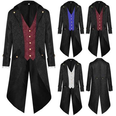 Halloween Costumes for Men Tuxedo One-piece Vest, Medieval Retro Costume, Mid Length Punk Men's Coat, Men Halloween Cosplay Vintage Punk Tops Party