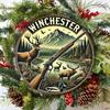 Vintage Winchester Tin Sign 8x8 Inch Retro Round Metal Wall Decor for Home Bar Man Cave