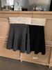 Deep Gray Textured A-Line Pleated Knit Skirt with Elastic High Waist for Women - Slim-Fit, Short Length, Perfect for Autumn and Winter