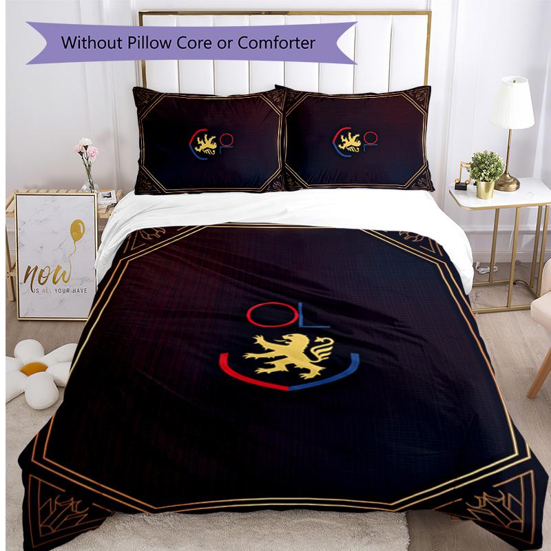 Lyon FC Printed 3PCS Bedding Set Breathable Duvet Cover with Pillowcases Decorative Bed Linen for Bedroom Home