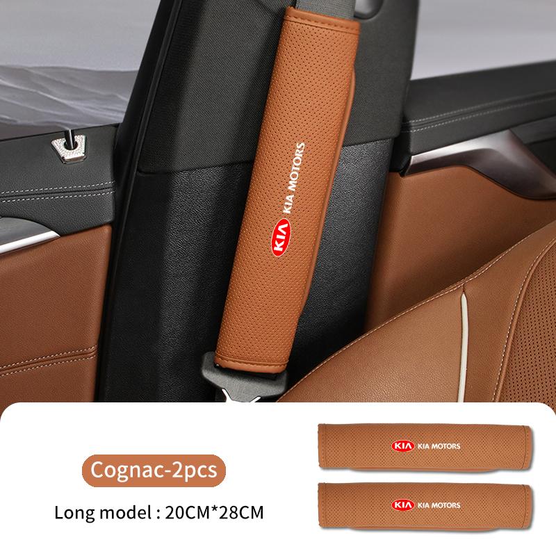 URDV7 Leather Car Logo Seat Belt Cover Shoulder Protective Interior Accessories For KIA Sportage Rio Ceed Niro Soul Stonic Picanto