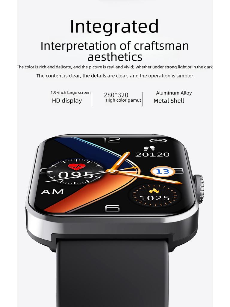 F57L Smartwatch: 1.91'' HD Screen, Heart Rate & Blood Oxygen Monitor, Sports Bracelet
