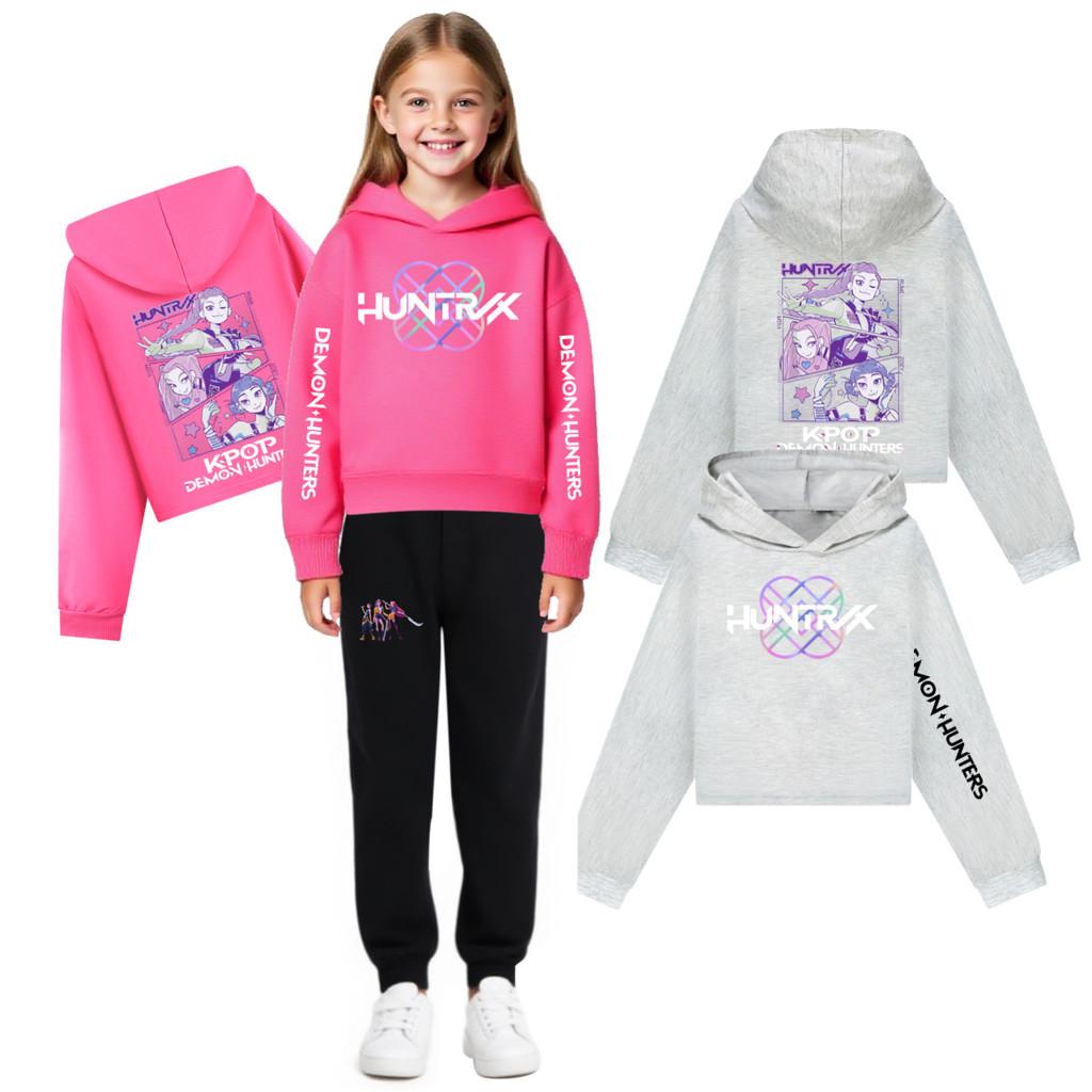 Kpop Demon Hunters Girl Child Hoodie Sweatsuit With Soft Cotton Fabric For Active Play