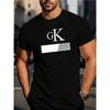 Herren Sommer T-Shirt GK Letter Farbverlauf Blockdruck Herren Sommer T-Shirt, Entwickelt für Männer, die minimalistischen Luxus und urbanen Stil lieben, Mit einem