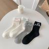 Sweet Fungus Edge Socks Female Cute Flanged Bow Medium Tube Socks Spring And Autumn Girl Style Stacking Socks