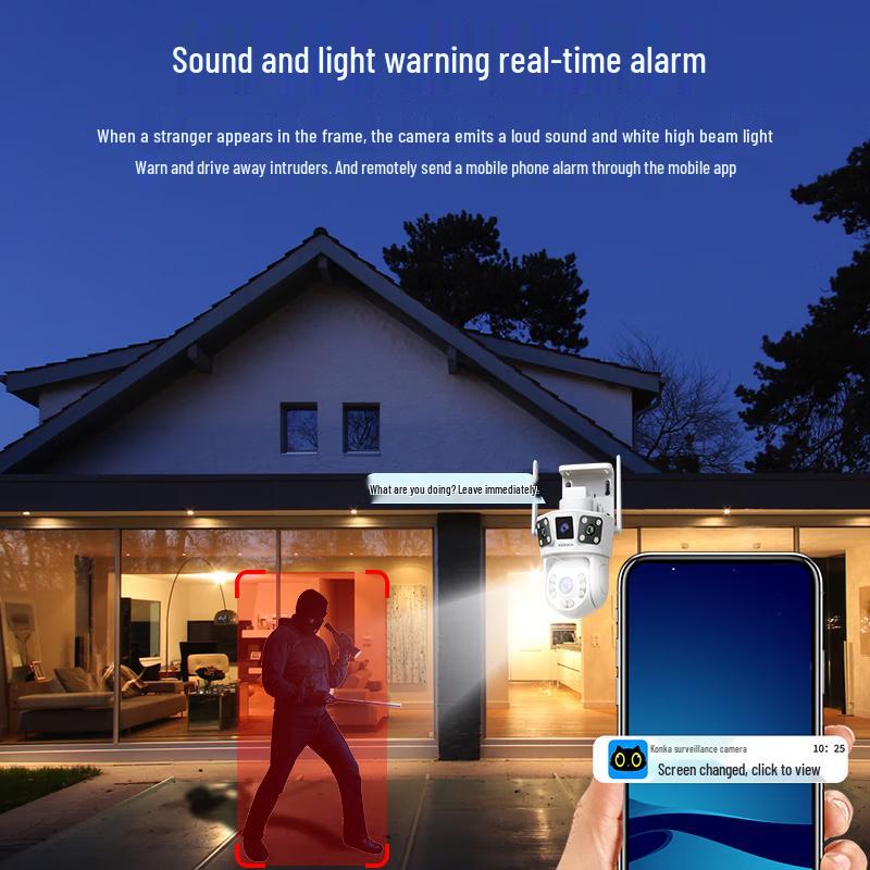 KONKA 360° Outdoor Dual-Lens Wi-Fi Security Camera with Night Vision CN plug (adapter included)