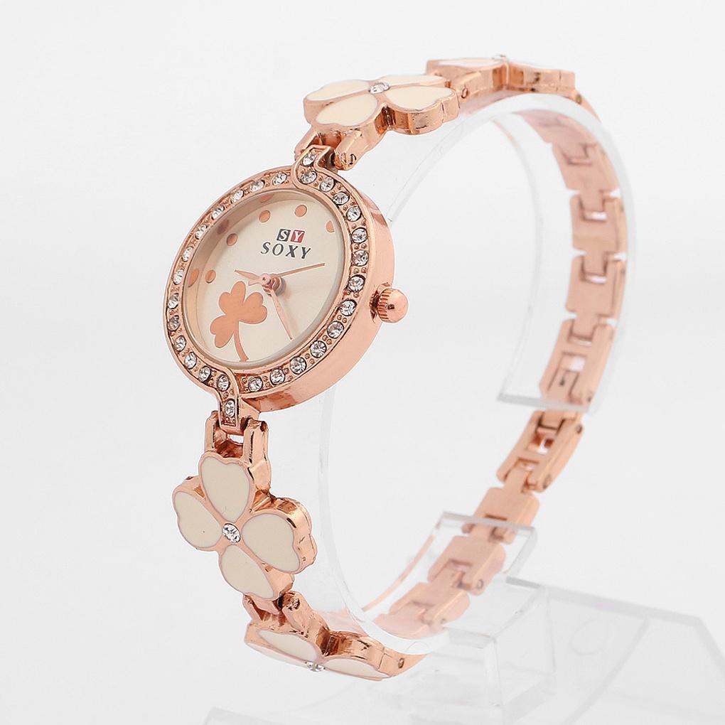 Clover Cubic Women's Wristwatch Metal Bracelet Watch