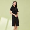 Women's Short Sleeve Slit Midi A-Line Polo Dress
