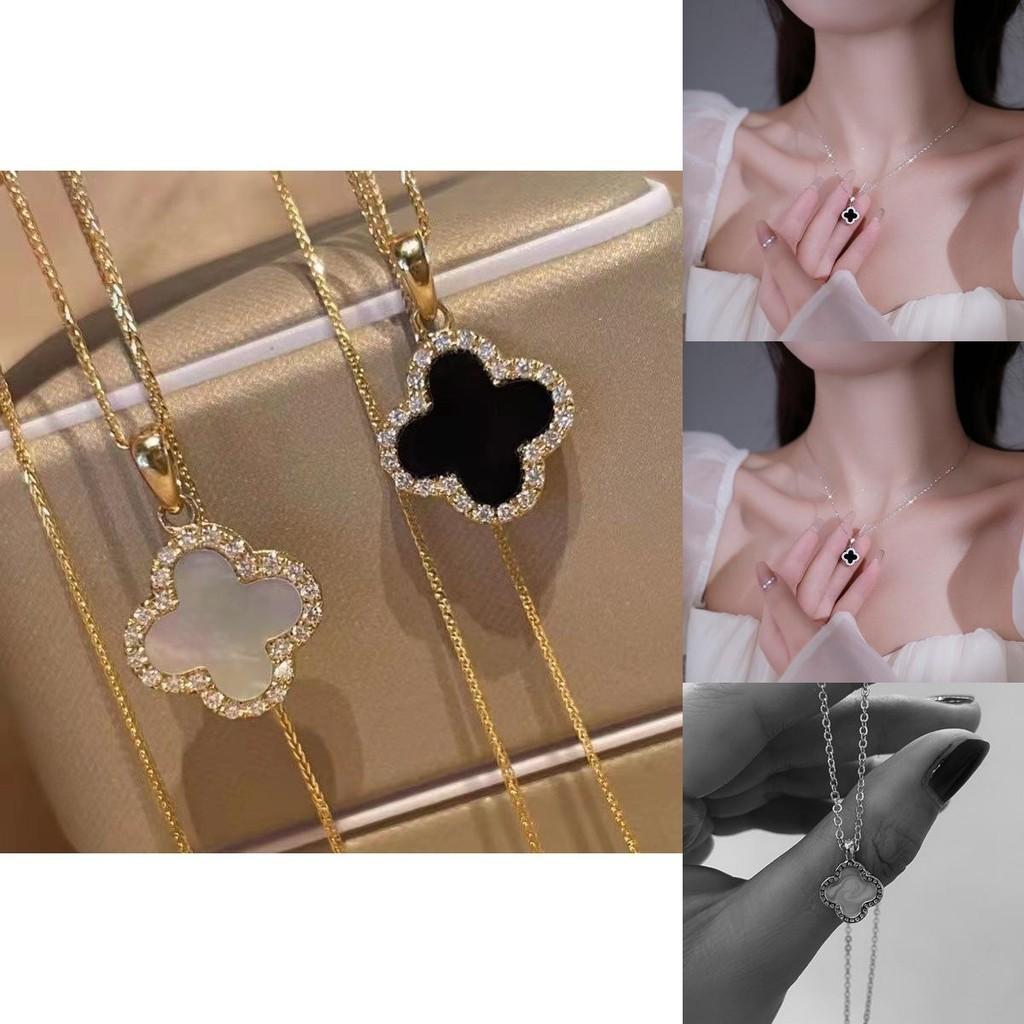 Fashionable Four-leaf Clover Sweater Chain For Women Alloy Material Geometric Design